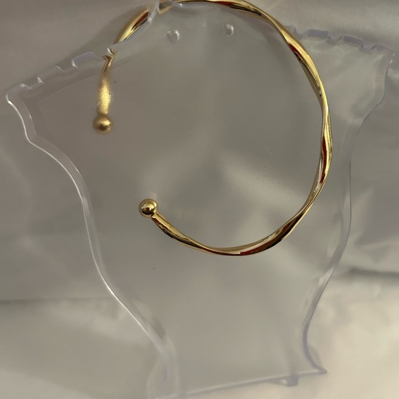 NEW Fashion Sizable Golden-Tone Twisted Alloy Open Bangle Bracelet Balled Ends - Picture 7 of 7